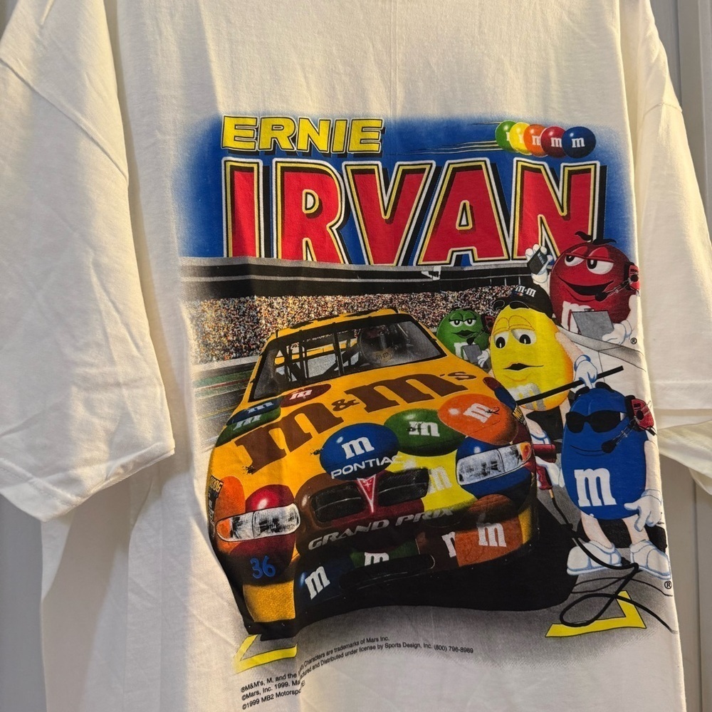 Vintage Americrown Official Speed Wear Ernie Irvan 1999 M&M Graphic Tee Shirt - Picture 2 of 7
